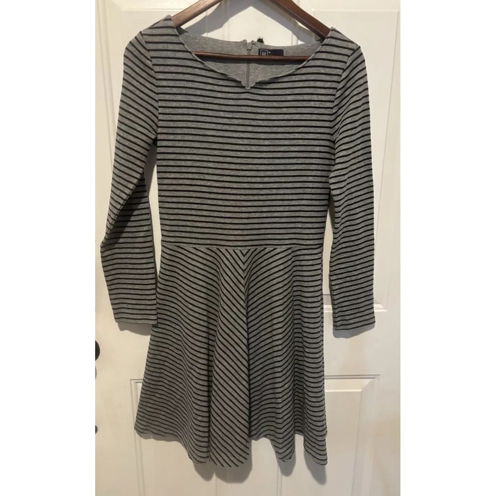 Gap Dress Striped Dress Black And Gray Size 4 Long Sleeve Women's Mini